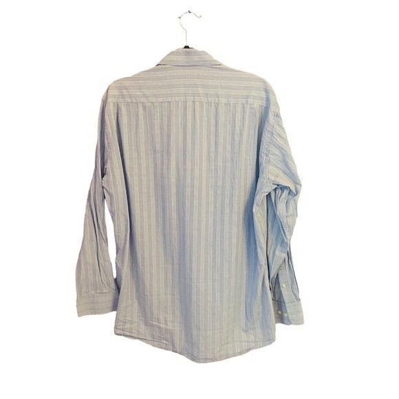 Isacc Mizrahi Mens M Blue Stripe Long Sleeve Button Down - Picture 6 of 6